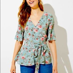 LOFT floral wrap blouse